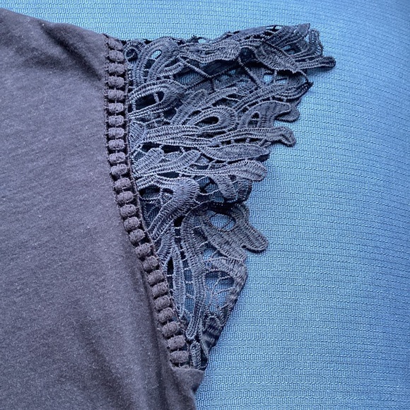 Loft Navy Blue Lace Flutter Sleeve T-shirt - Picture 2 of 5